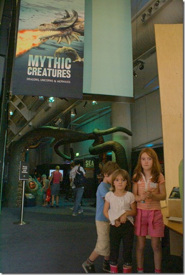 Kids at the Mythic Creatures Exhibit